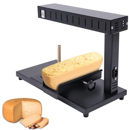 Máquina eléctrica de raclette suizo de 750 W con media rueda de queso ajustable, calentador de fusión demi para nachos, queso en rodajas y fondue