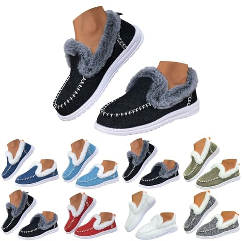 Ankle Boots dam med klack elegant – vinterankelstövlar dam platta vinterskor halkfria vinterstövlar korta slip-stövlar lätta utomhusskor ankelhöga damstövlar bekväma tofflor, svart, 38 EU