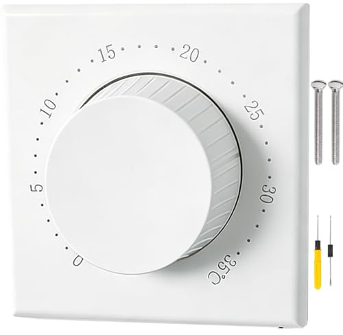 Acmerota Thermostat Mechanical Underfloor for Electric Heating Controller Temperature Controller with Knob NCT Probe Sensor, Manual Heating Thermostats wall heater 95-240V 16A Dual-Color LED