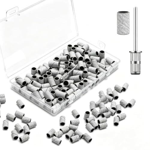120 st nagelborrkronor slipband med nagelborrbitar, professionellt sandband 180 # fina korn nagelfilsslipningsband för akrylnaglar manikyr och pedikyr