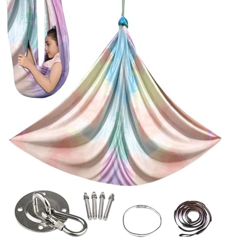 Hamac Aérien En Soie – Kit De Tissu D'entraînement De Gymnastique, Équipement D'exercice Léger Et Extensible | Système De Flexibilité De Force Intérieure Et Extérieure, Construction D'équipement D'ent
