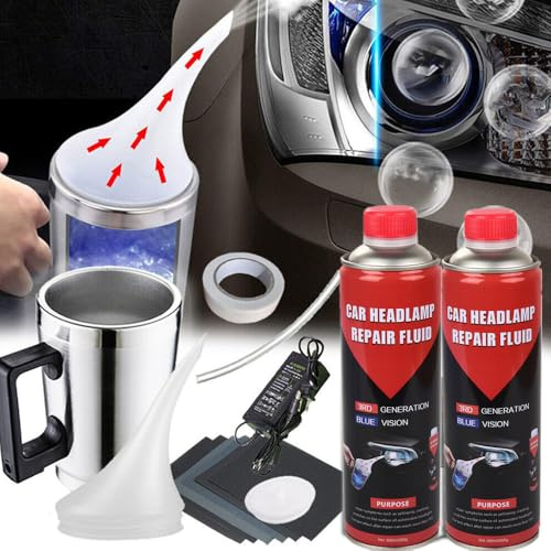 800+800g Scheinwerfer Reparatur Set, DIY Auto Headlight Vapor Renovation Kit, Scheinwerfer Aufbereitung Set mit EU-Stecker , Scheinwerfer Bedampfen Set Reparatur für Vergilbungen, Kratzern, Flecken