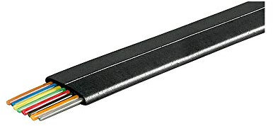 Goobay 93308 Cavo Piatto Telefonico 100m Bobina, AWG 28, CCA, Alluminio Rivestito di Rame, 8 Fili, Nero, 100m Lunghezza del Cavo