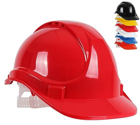 Blackrock Red Hard Hat, casco di sicurezza, per l'edilizia, uomo donna unisex, cappelli da lavoro, costruttore, taglia unica, cinturino regolabile, protezione HDPE, UK/EU 2016/425 EN937:2012+A1:2012