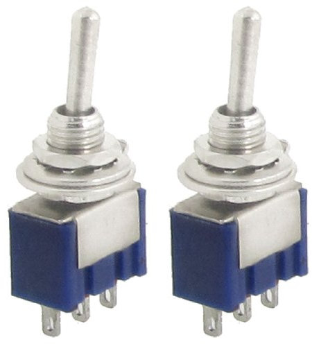 sourcingmap 2 Pcs AC 125V 6A Amps ON/ON 2 Position 3 Pins SPDT Mini Toggle Switch