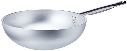 Pentole Agnelli ALMR1111WP28 Linea Alluminio Professionale 5 mm, Wok Radiante con Fondo Piano, antiaderente, 28 cm