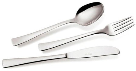 EME SERVIZIO POSATE 24 PEZZI MADE IN ITALY COMPLETO 6 PERSONE ACCIAIO INOX 18/10 LUCIDE ALFA MODERNE