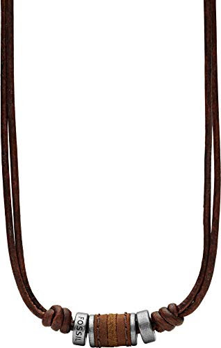Fossil Halskette Für Männer Vintage Casual, Braun Leder Halskette, JF00899797