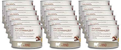 SALiNGO Katzenfutter nass, Rind, getreidefrei (18x200g)