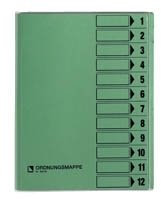 bene Ordnungsmappe aus Recyclingkarton, grun, 12-teilig