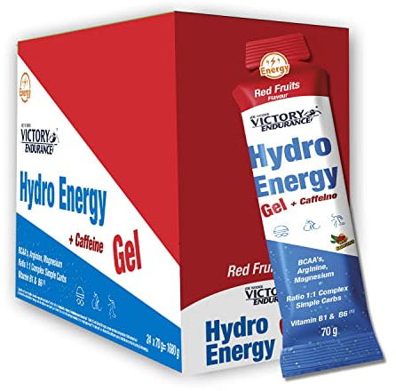 Victory Endurance Hydro Energy Gel Caffeine Red Fruit 70g.Textura Más Líquida. 42 mg de Cafeína por Gel
