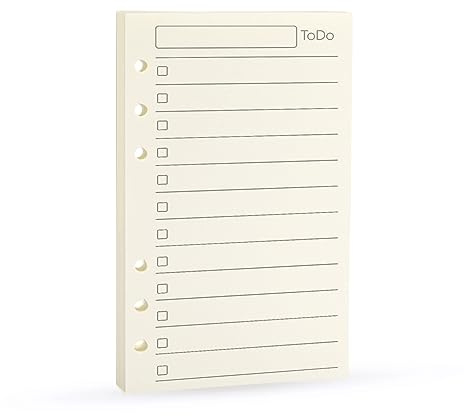 Spiral Notebook Refill,A6 6 Ring Binder Refill,Loose Leaf Paper for Filofax,100gsm Thicker Paper-Harphia (A6 3.74 x 6.77'',to do List)