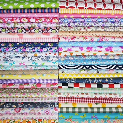 200Pcs Baumwollstoff Patchwork Stoffe DIY Gewebe Quadrate Baumwolltuch Stoffpaket zum Nähen mit vielfältigem Muster 10x10cm