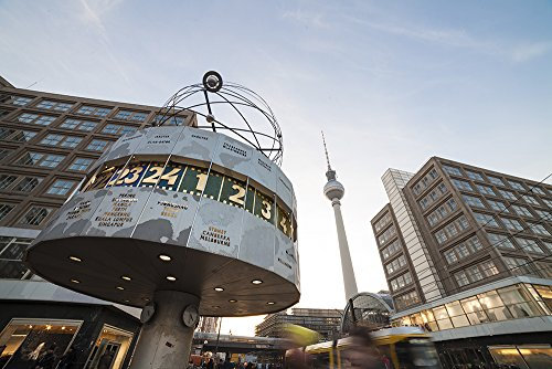 Pixblick - Weltzeituhr am Alexanderplatz in Berlin - Hochwertiges Wandbild - Leinwand 30 x 20 cm
