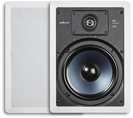 Polk Audio RC85i 2-way Premium In-Wall 8in Speakers, Pair of 2 Perfect for Damp and Humid Indoor/Outdoor Placement - Bath, Kitchen, Covered Porches (White, Paintable Grille) (Renewed)