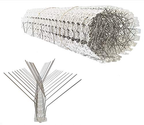 10 Meter Vogelabwehr, Taubenabwehr/ 4-reihig, X-Form/ 20 Elemente a 50 cm/Taubenspikes aus Edelstahl auf UV-geschützter Polycarbonatleiste