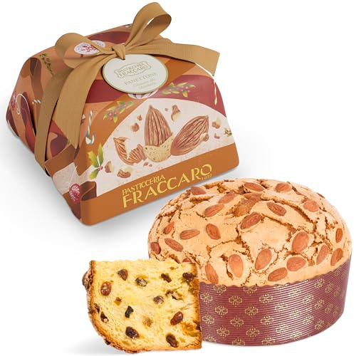 Panettone Artigianale con Glassatura alle Mandorle, 750 gr - Pasticceria Fraccaro 1932, Panettone con Mandorle, Senza Canditi, con Solo Uvetta Passita, Impasto con Lievito Madre, Made in Italy