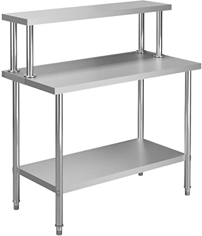 vidaXL Küche Arbeitstisch mit Aufsatzboard Gastronomie Aufsatzbord Regal Edelstahlaufsatz Gastro Edelstahltisch Küchentisch 120x60x120cm Edelstahl