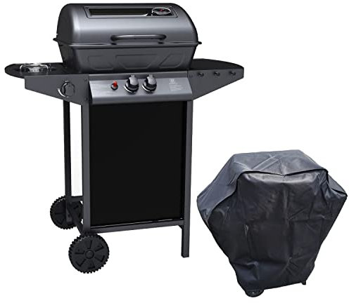 Boss Grill Louisiana - 2 Burner Gas BBQ Grill with Side Burner and Cover - Black