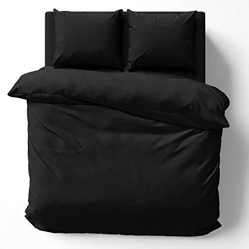 Alreya Mako Satin Housse de Couette (Juste la Housse) 100% Coton - 240x220 cm Noir - Seulement la Housse de Couette avec Fermeture éclair