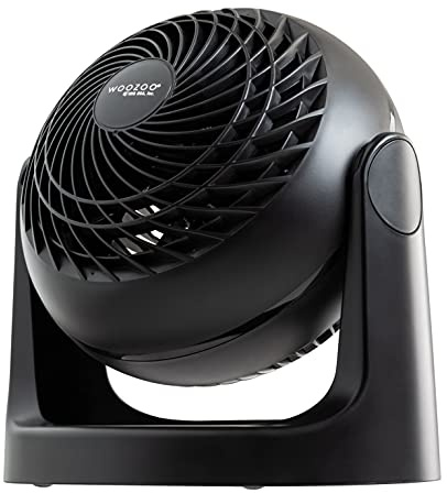 IRIS USA WOOZOO Desk Fan, Air Circulator, 3 Speeds, 52ft Max Air Distance, 360° Adjustable Tilt, 30 db Quiet Motor, Fan for Bedroom, Office, Dorm, Medium, Black