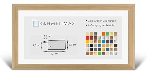 RahmenMax® Toskana Bilderrahmen Holz 33x98 cm zum Aufhängen/Bilderrahmen Maßanfertigung möglich/MDF Posterrahmen/Bilder Rahmen in Alu gebürstet Dekor mit Acrylglas/Puzzle Rahmen