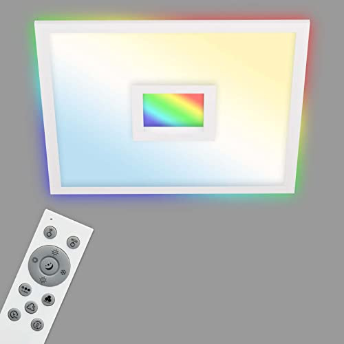 TELEFUNKEN - LED Panel, LED Deckenleuchte, Deckenlampe dimmbar, inkl. Fernbedienung, RGB-Innenbereich und -Backlight, 24 Watt, 2200lm, Timerfunktion, 445x445x63mm (LxBxH) 319406TF Weiß