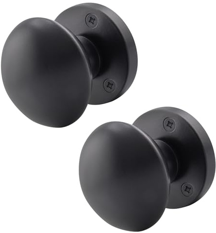 EAI Black Door Knobs - 1 Pair of Matt Black Victorian Mortice Knobs (55mm) for Internal Doors