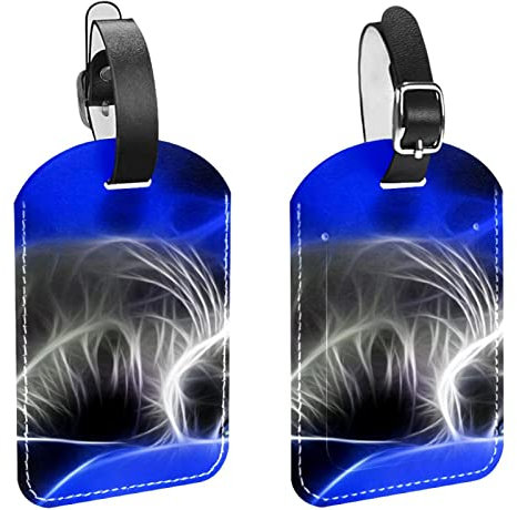 Gepäckanhänger, 2 Stück, Katze, digitale Kunst, PU-Leder, Gepäckanhänger, Sichtschutz