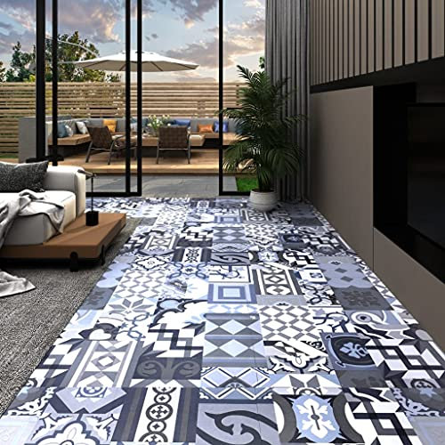Gecheer PVC Laminat Dielen Selbstklebend rutschfest Vinylboden Vinyl Boden Bodenbelag Fußboden Designboden Dielenboden 5,11 m² Buntes Muster
