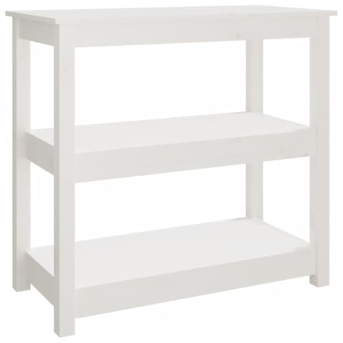 vidaXL Konsolentisch, Flurtisch mit viel Stauraum, Beistelltisch für Wohnzimmer Schlafzimmer, Telefontisch Holztisch Tisch, Weiß Massivholz Kiefer