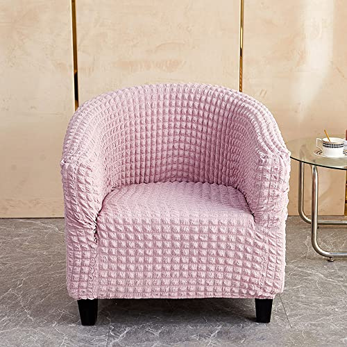 Morbuy Sesselhussen Sesselbezug Stretch, Seeersucker Sesselschoner Sesselüberwurf Elastisch Sofahusse für Clubsessel Loungesessel Cocktailsessel (Rosa)