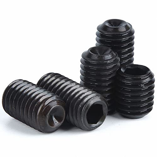 TULDYS 5 Stück Feingewinde M6 M8 M10 M12 Innensechskant Innensechskant Ringschneide Madenschraube Stellschrauben Bolzen Schwarzer Stahl der Güteklasse 12,9(M6x0.75x12mm)