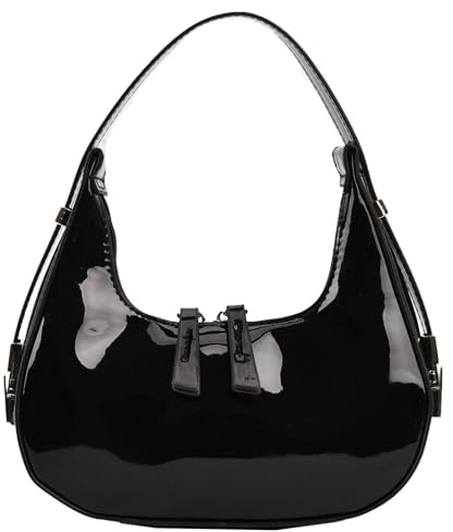 HIMS Borsa a tracolla da donna a mezza luna, stile retrò Y2k anni '90, stile vintage, da donna, in pelle PU, Y2k, Nero