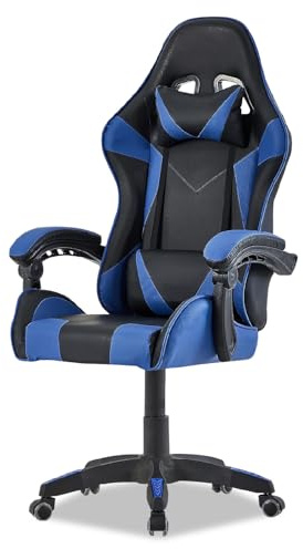 Walden Sedia da gaming, ergonomica, da ufficio, da gaming, schienale regolabile, sedia girevole da corsa, ufficio, computer, ergonomica, videogioco (blu)