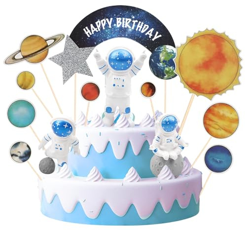 Astronauten Tortendeko 13 Stück Astronaut Kuchen Deko Weltraum Astronaut Tortendeko Cake Topper Planeten Astronaut Figuren Geburtstag dekoration Junge Weltraum Kindergeburtstag