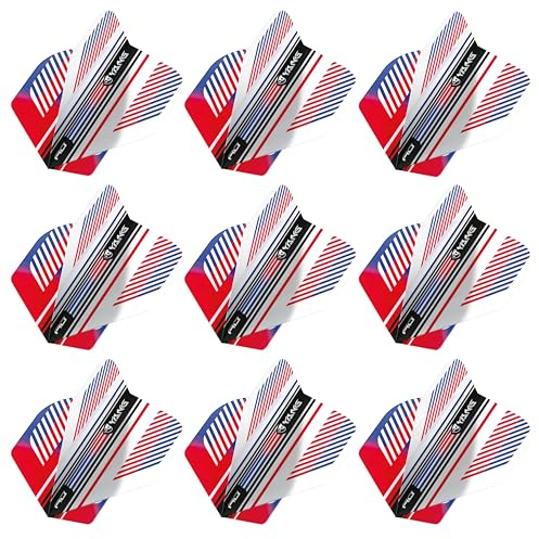 RED DRAGON Yin Yang Beidseitig Rot, Weiß und Blau Standard Dartflug 3 Set pro Packung (insgesamt 9 Dart-Flights)