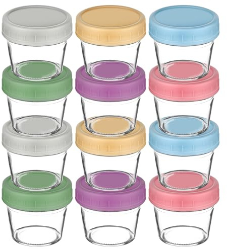 Aolso Lot de 12 récipients en verre pour aliments, pour stocker et congeler, récipients de conservation, passent au lave-vaisselle, au congélateur et au micro-ondes