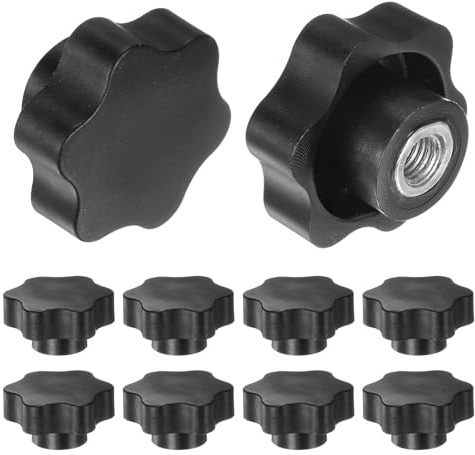 QUARKZMAN 10 Stück Sterngriffmutter M10 x 48mm Flügelmuttern mit Gewinde, Rändelmutter Handgriff Klemmmutter 48mm Spannknopf für Industrie Werkzeugmaschinen Geräte Fitnessgeräte, Schwarz
