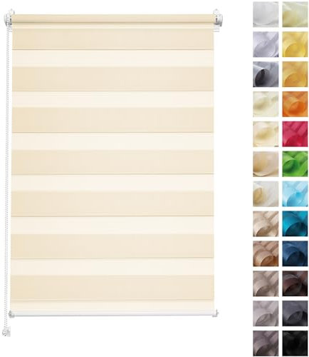Rettika Doppelrollo Klemmfix ohne Bohren – Beige – Breite 110 cm, Höhe 150 cm – Duo Rollo für Innenräume, Sichtschutz Fensterrollo mit Lichtregulierung
