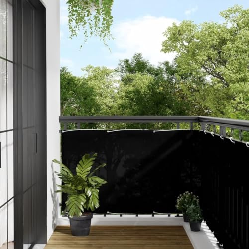 vidaXL Pantalla de Balcón, Mampara de Privacidad, Toldo Protector, Decoración para Jardín Patio Terraza Piscina, 100% Poliéster Oxford Negro