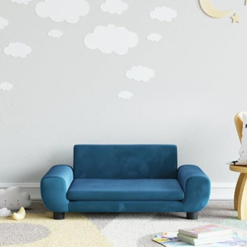 Mengtu Kindersofa Kindercouch Msinisofa Kindersessel Kindersofa Sofa Wohnzimmermöbel Sessel Sitzmöbel Kinder Sofa Kindermöbel Blau 70x45x33 cm Samt