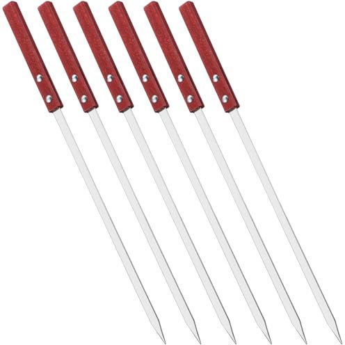 Sosoport 6pièces Brochettes Plates Acier Pour Barbecue Avec Poignée Pour Kebab Et Grillades De Ou Légumes