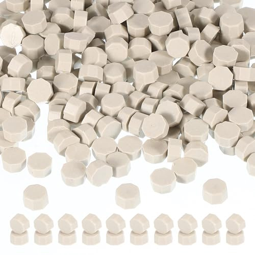 PATIKIL Wachssiegel Perlen Beige 360er Pack | Oktagon Wachssiegel Stempelperlen für Stempelsiegel für Brief Hochzeitseinladung Umschlag Handwerk