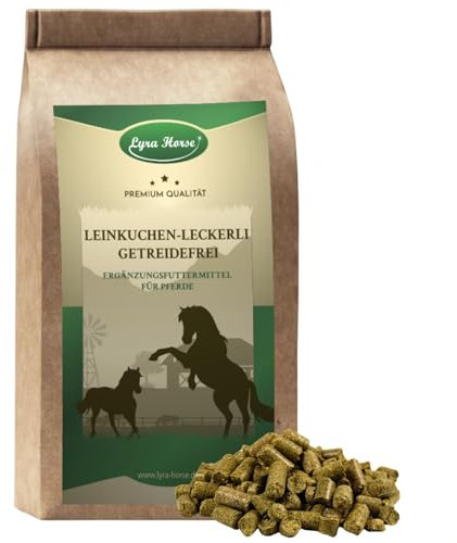 Lyra Horse® | 5 kg Leinkuchen Leckerli getreidefrei Pferdefutter | Snacks aus Sonnenblumenfasern & Leinkuchen | Ausgewogene Nährstoffquelle | Leckerlis für alle Pferde | Reich an Ballaststoffen