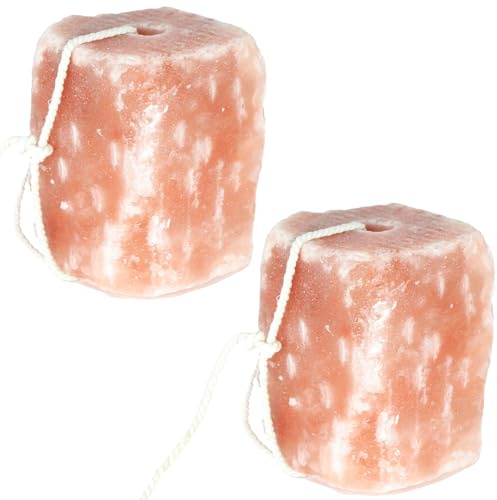 Noble Steed Himalayan Salt Lick 6 lbs On Rope for Horse, Deer, Goat, Cow and Livestock Animals - Himalayan Salt Block 2 Pack