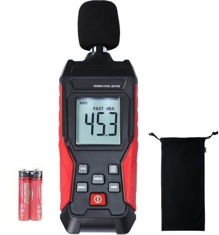 Yiko Schallpegelmessgerät - Lautstärkemesser digital tragbar - 35dB bis 130dB mit LCD-Display mit Hintergrundbeleuchtung - Geräschmessgerät - MAX/MIN Datenspeicherung,für Heimwerkstätten