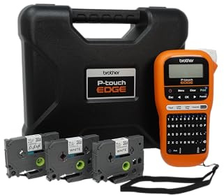 Brother PT-E110BP Contractor Kit: P-Touch Handheld Industrial Label Printer Plus 3 Tapes (up to 12mm Labels) | Complete contractor kit includes handheld label printer and tapes for electrical and industrial labeling