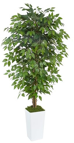 TXABL Artificial Ficus Tree 180 CM Artificial Plants Indoor Trees Decorative Artificial Trees 6FT Tall Fake Plants Faux Ficus Tree Fig House Plant Green Lifelike Home Outdoor Decor