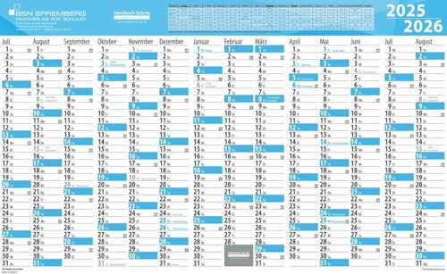 Schuljahres - Wandkalender XXL (100 cm x 62 cm) für das Schuljahr 2025/2026, Kalender für Lehrer, Eltern und Schüler